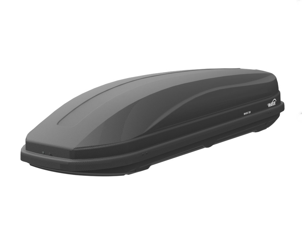 Box dachowy Hakr Magic 320 Carbon – widok z przodu, nowoczesny design i aerodynamiczny kształt